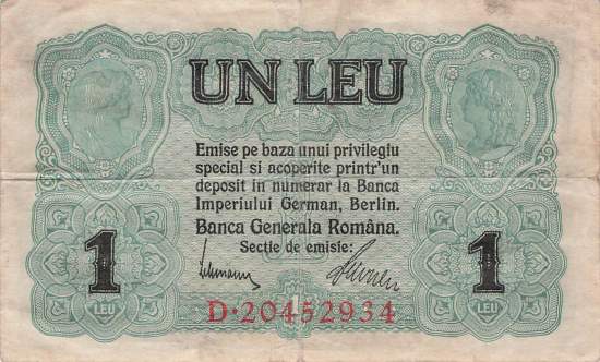 Rumänien 1 Leu ro.474b 1917